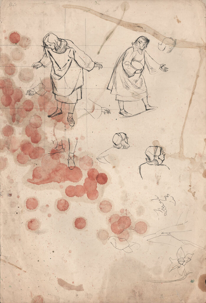 Evelyn Dunbar - Studies for the Brockley mural panel The Country Girl and the Pail of Milk