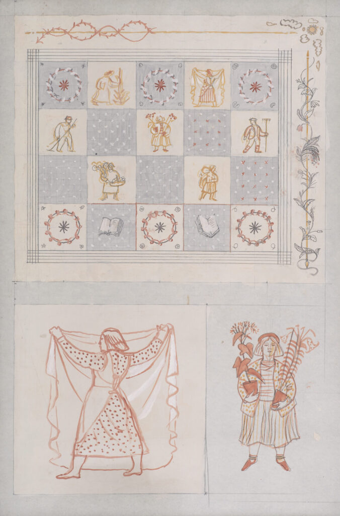 Evelyn Dunbar - Study I for designs for an embroidered quilt [HMO 689]