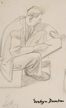 Evelyn Dunbar - Study of Charles Mahoney drawing plants