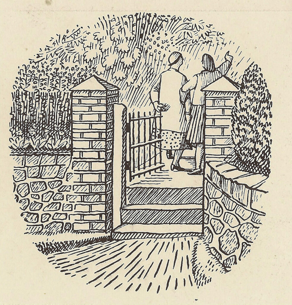 Evelyn Dunbar and Charles Mahoney - Design for tailpiece vignette for Gardeners Choice