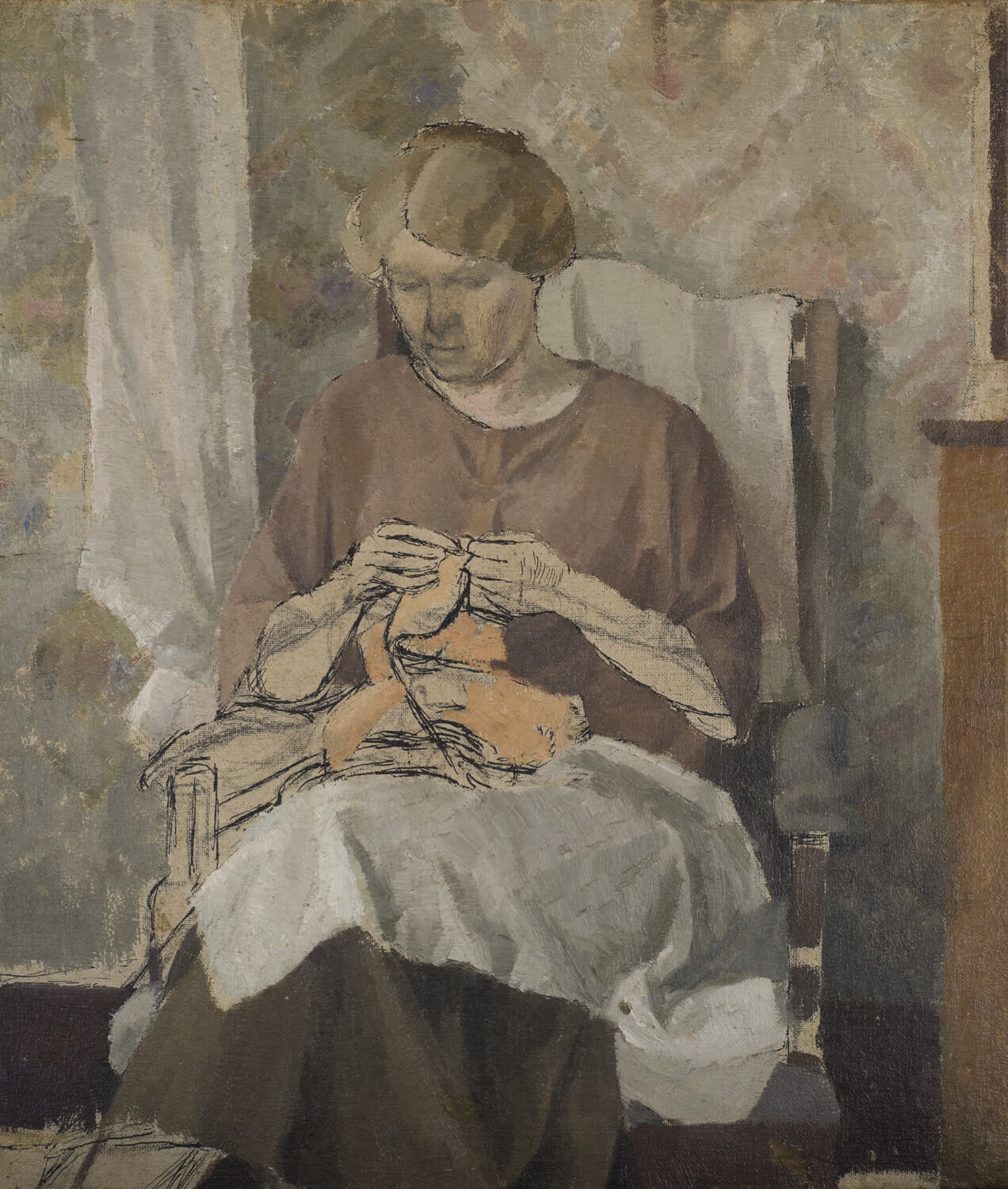 Francis Spear - The artist's wife knitting