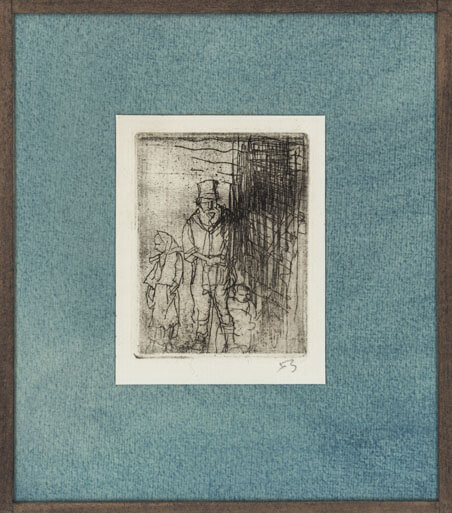 Illustration for L'Ombre de la Croix - Sketch of a jewish family, circa ...