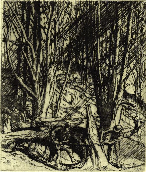 Frank Brangwyn - L'Ombre de la Croix: Tree-cutters 1931