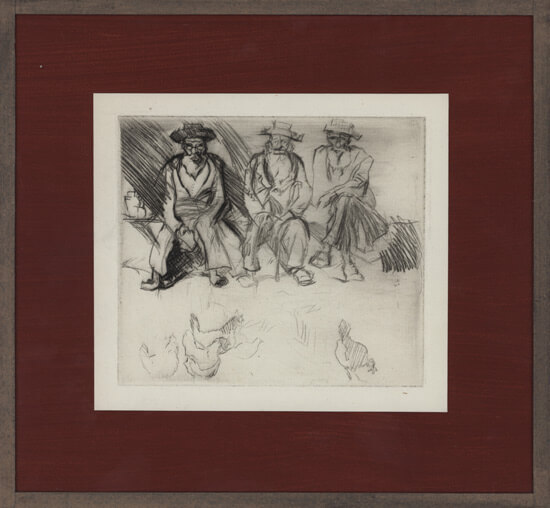 Frank Brangwyn - Men with hens - L'Ombre de la Croix