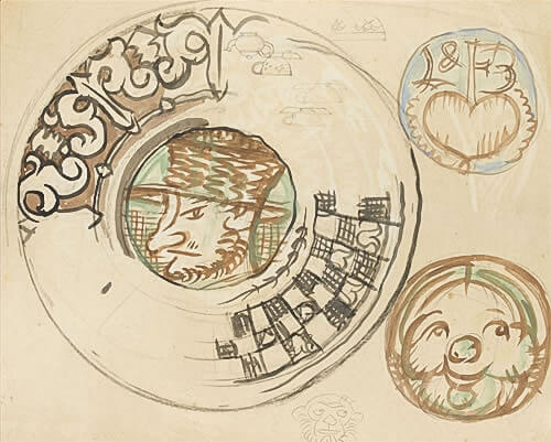 Frank Brangwyn - Plate Design with Lucy and Brangwyn monogram