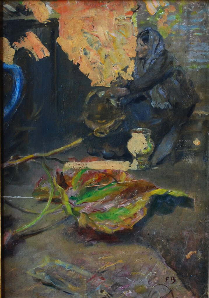 Frank Brangwyn - Seated Woman Polishing Brass Pots