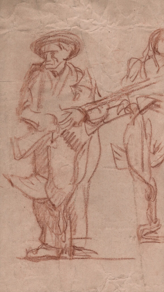 Frank Brangwyn - Study of Man Carrying Rifle