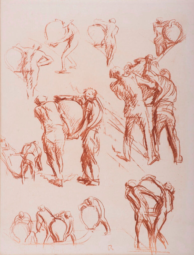 Frank Brangwyn - Study of Men Carrying Oil Jars (D1590)