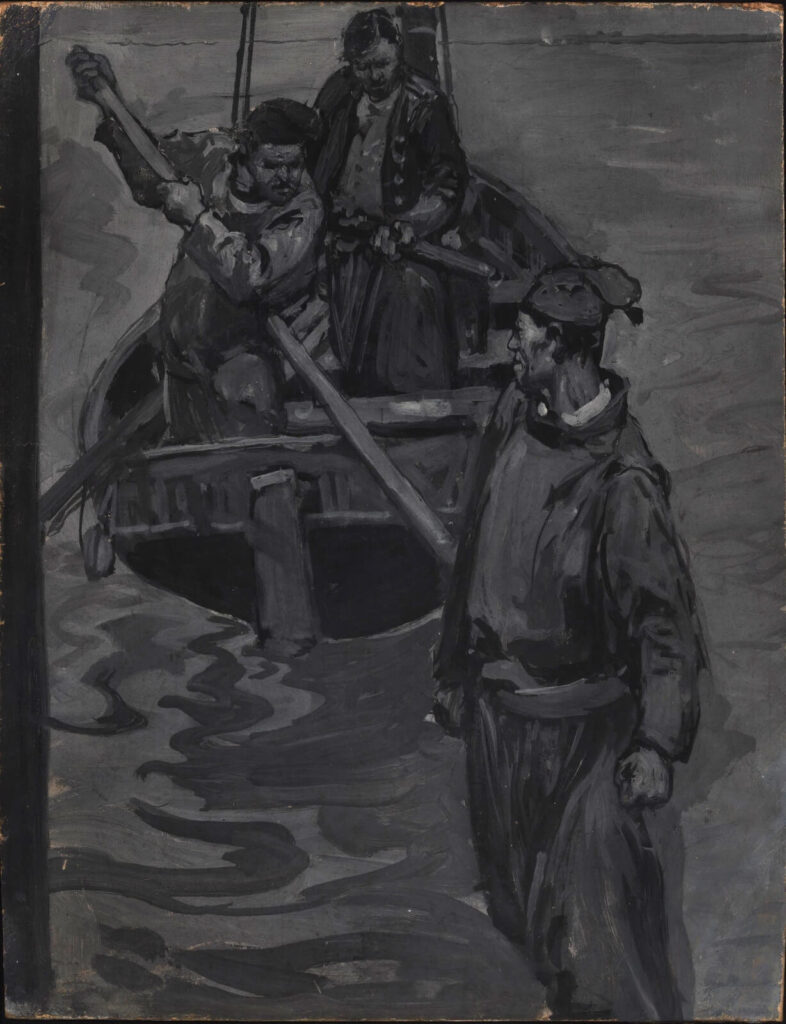 Frank Brangwyn - 'You drove him from the boat'