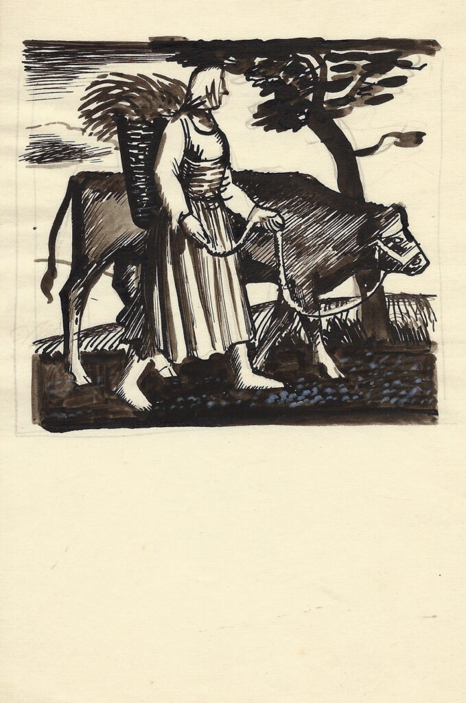 Frederick Austin - Italian Woman with Cow and Crop Basket