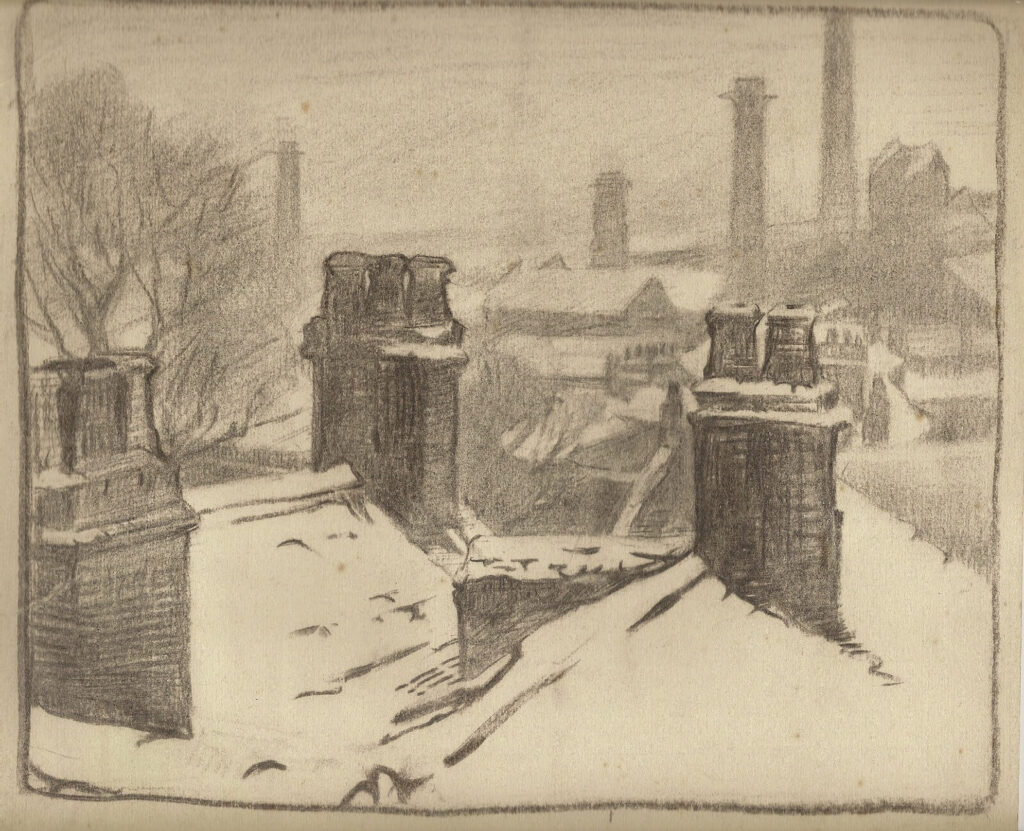 Frederick Austin - Snow covered Rooftops and Chimneys