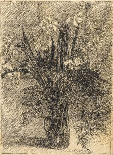 Geoffrey Hamilton Rhoades - Narcissi and ferns in a vase