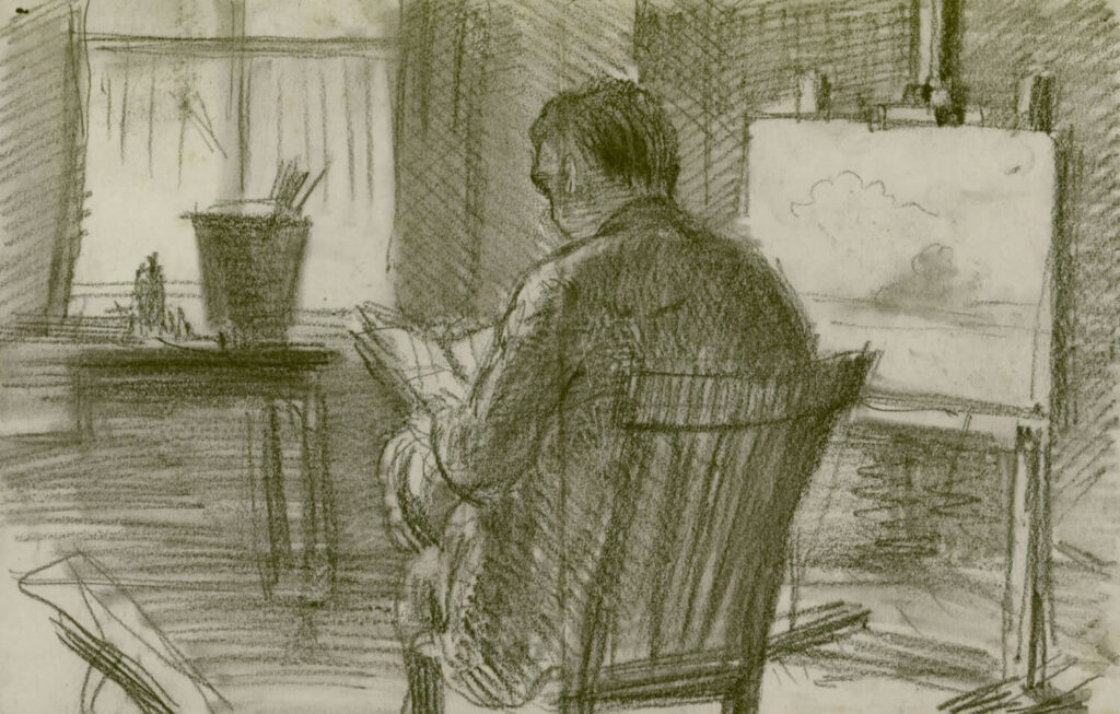 Geoffrey Hamilton Rhoades - The Artist Reading in his Studio