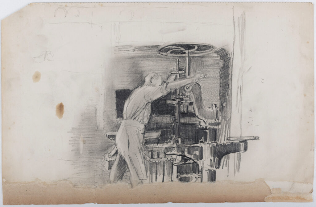 Harry Epworth Allen - A man operating a steel press