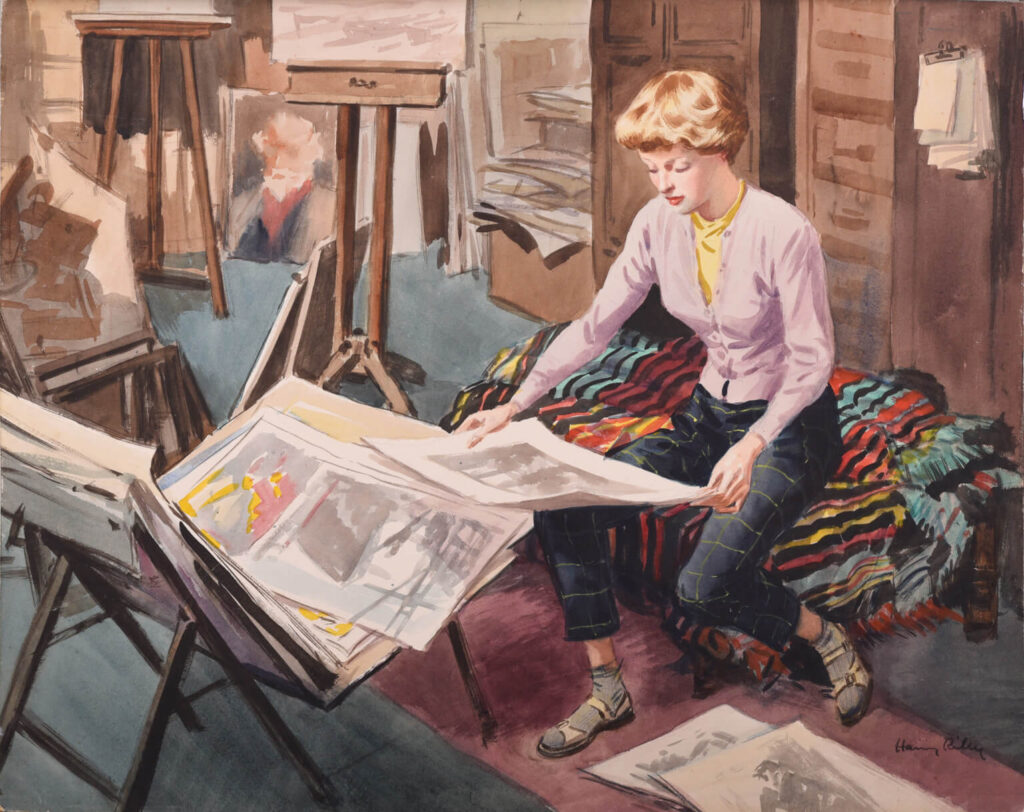 Henry Arthur Riley - The artist's daughter Barbara in the studio