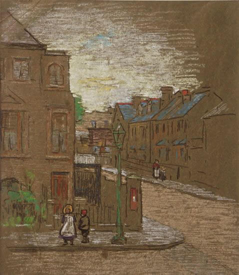 Horace Mann Livens - Children waiting on the corner of a street