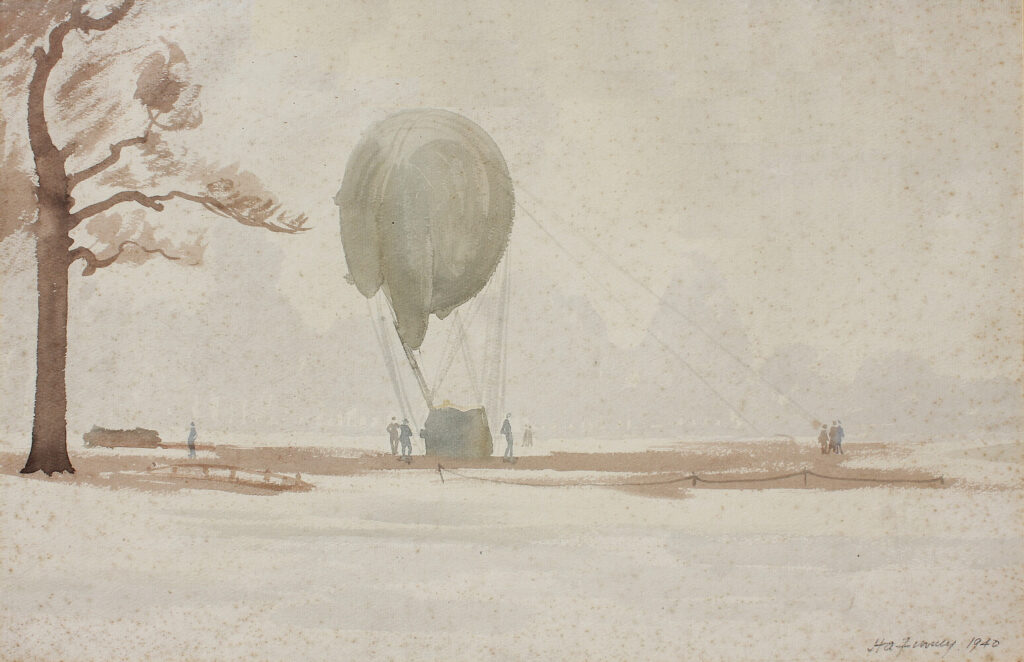 Hubert Arthur Finney - Raising a barrage balloon in Hyde Park