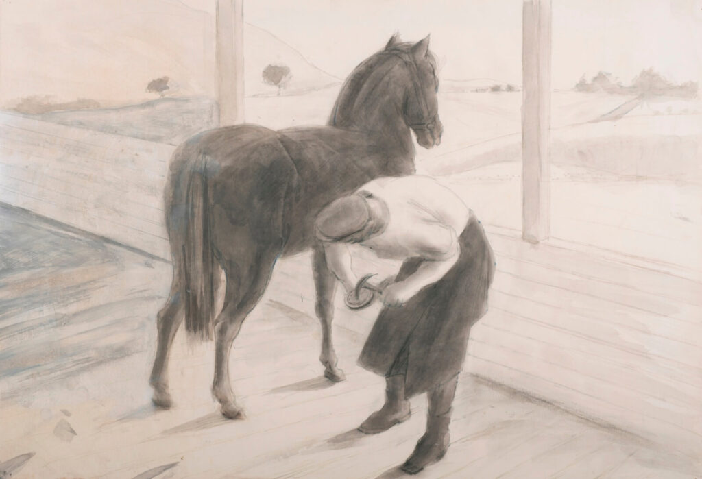 Hubert Arthur Finney - Shoeing a Horse
