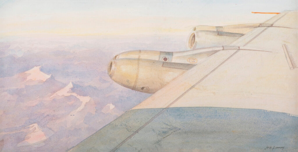 Hubert Arthur Finney - View of wing from the inside of an aircraft