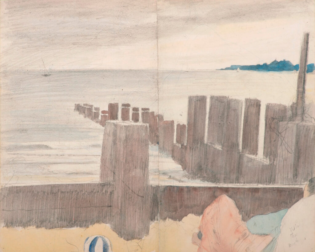 Hubert Arthur Finney - Wooden groins on a beach