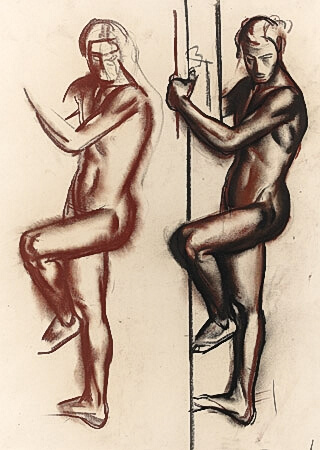 James Stroudley - Studies for Olympic Games. Athlete descending a ladder