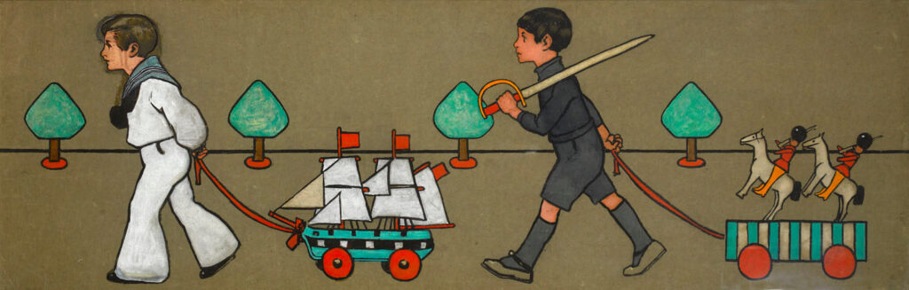 John Hassall - Parade of children with toys