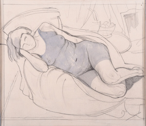John Nash - Reclining model in a blue bathing suit