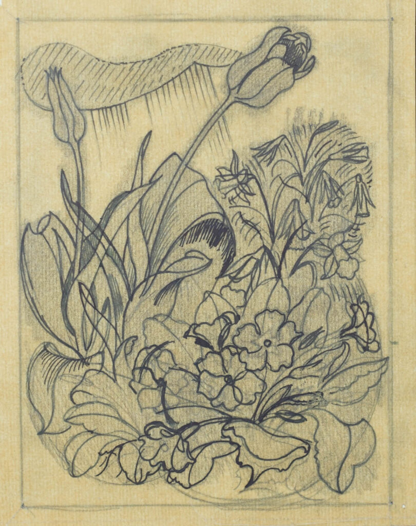 John Nash - Study of a spring garden with tulips
