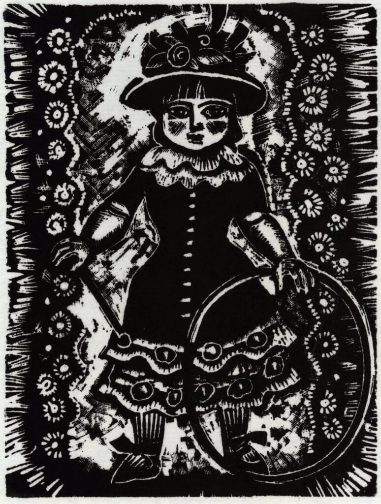 Katherine Mary Fryer - A Lady-doll - a Christmas card block (before 1940)