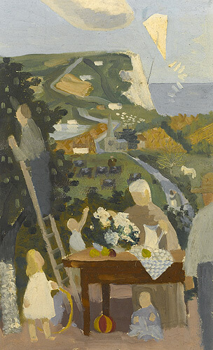 Kenneth Rowntree - A Family in their Garden near the White Cliffs