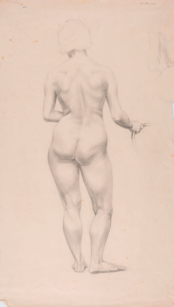 Marion Adnams - Full length standing nude rear view