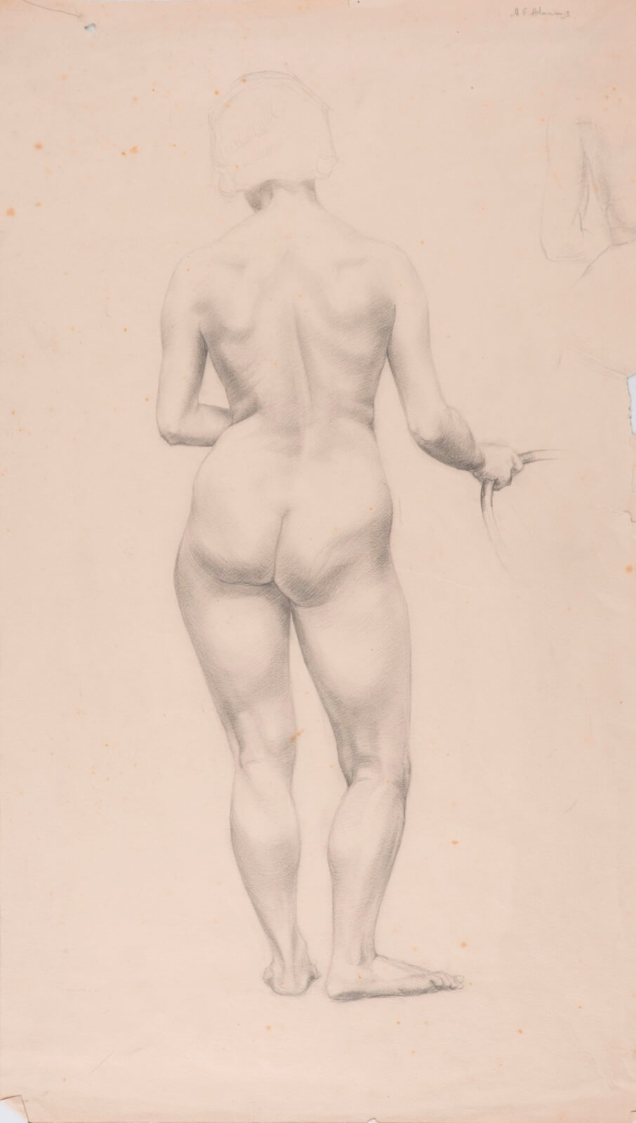 Full length standing nude rear view - Modern British Art Gallery