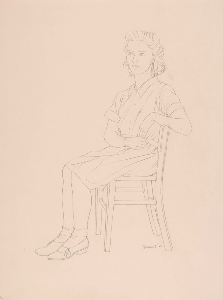 Marion Adnams - Portrait of a girl seated three front quarter view