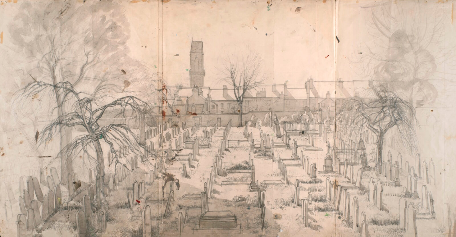 Study for Spring in the Cemetery, Uttoxeter Road, Derby, 1956 Modern