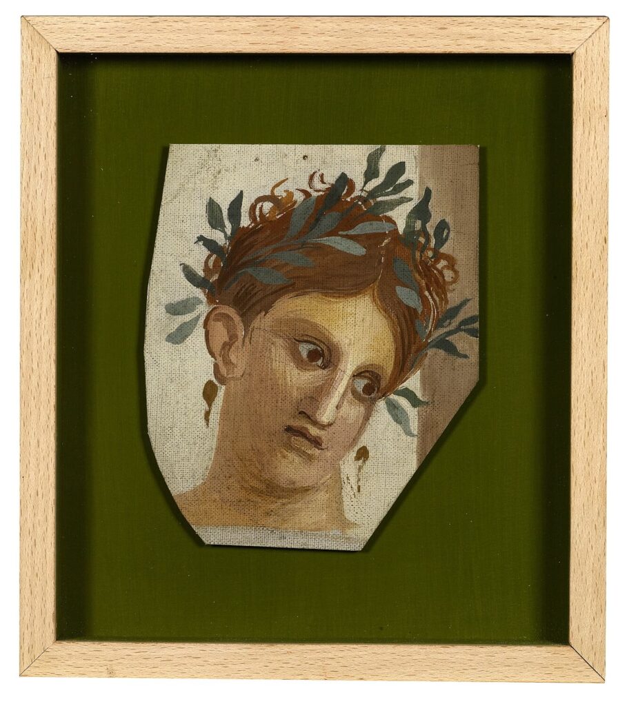 Mary Adshead - Portrait fragment - woman with hair dessed with olive leaves
