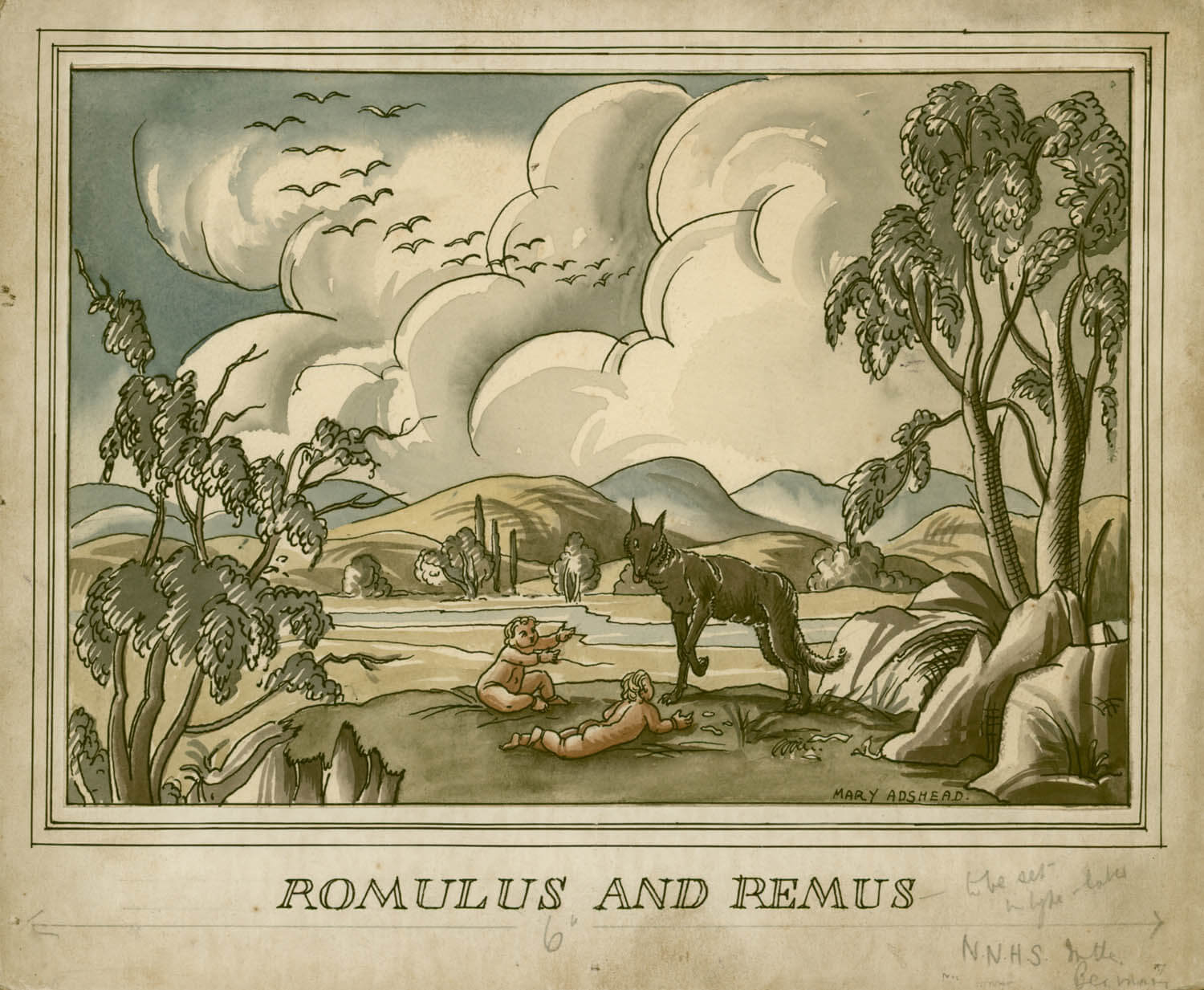 Romulus and Remus, c. 1928, illustration for The House of History