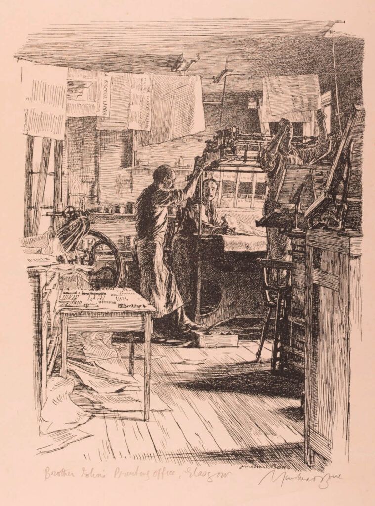 Muirhead Bone - Brother John's Printing Office