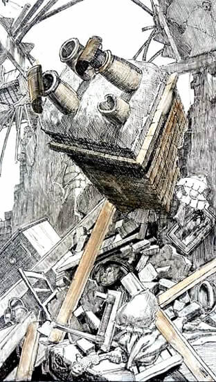 Paul Montem Clarke - Red brick houses collapsing