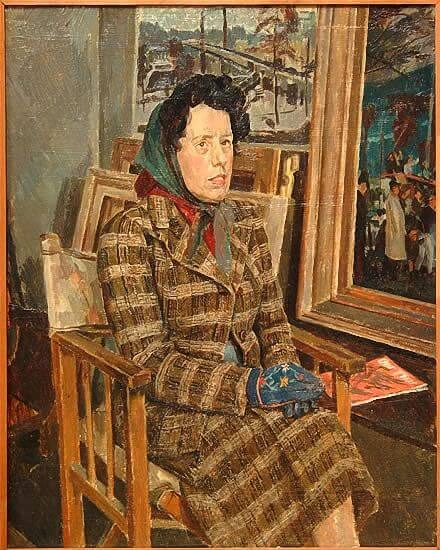 Percy Horton - The artist's mother in his studio
