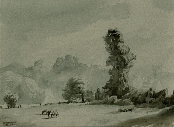Raymond Sheppard - Field with Ponies possibly Bushy