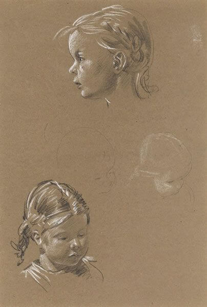 Raymond Sheppard - Sheet with two portraits of Christine