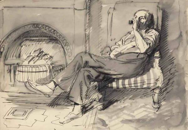 Raymond Sheppard - The Artist's father-in-law smoking a pipe