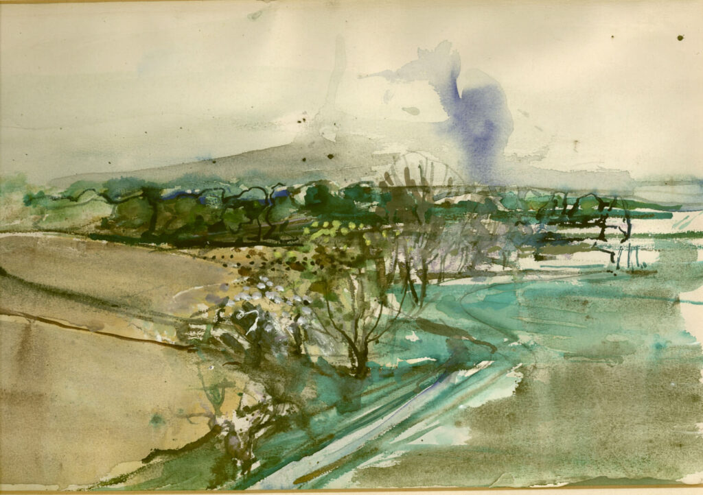 Rodrigo Moynihan - Landscape with blue smoke rising