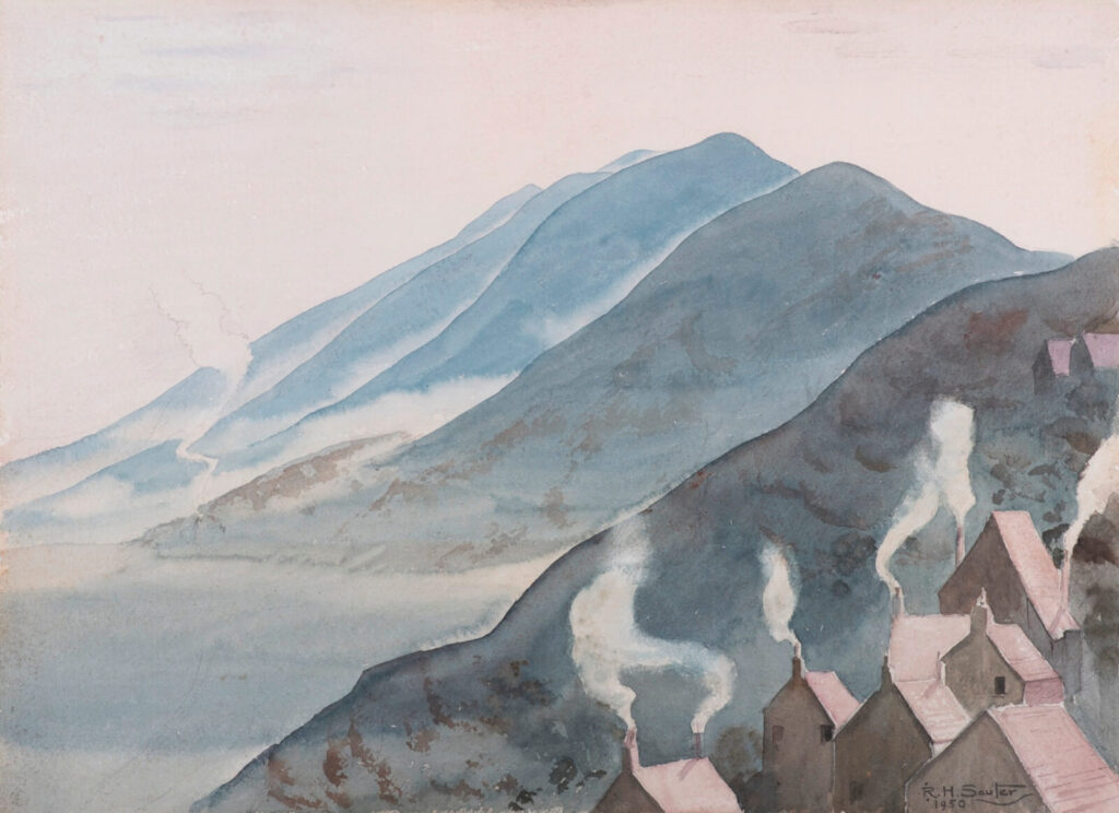 Rudolf Sauter - Houses with smoking chimneys and mountain range