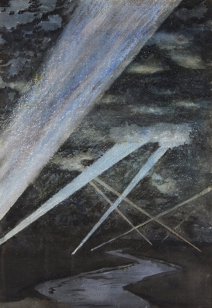 Rudolf Sauter - Searchlights along the Thames Estuary