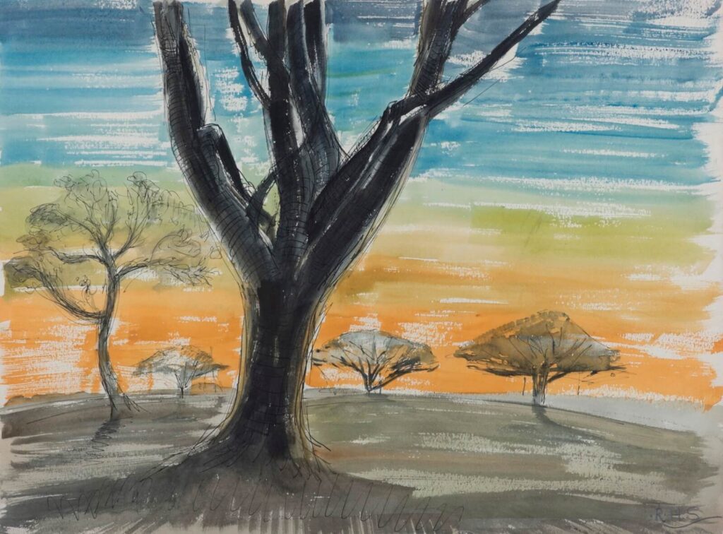 Rudolf Sauter - Trees in sunset