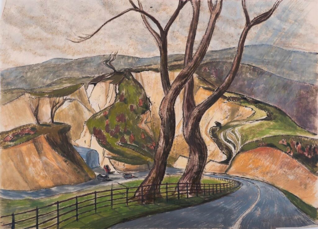 Rudolf Sauter - Winding road with quarry looming over