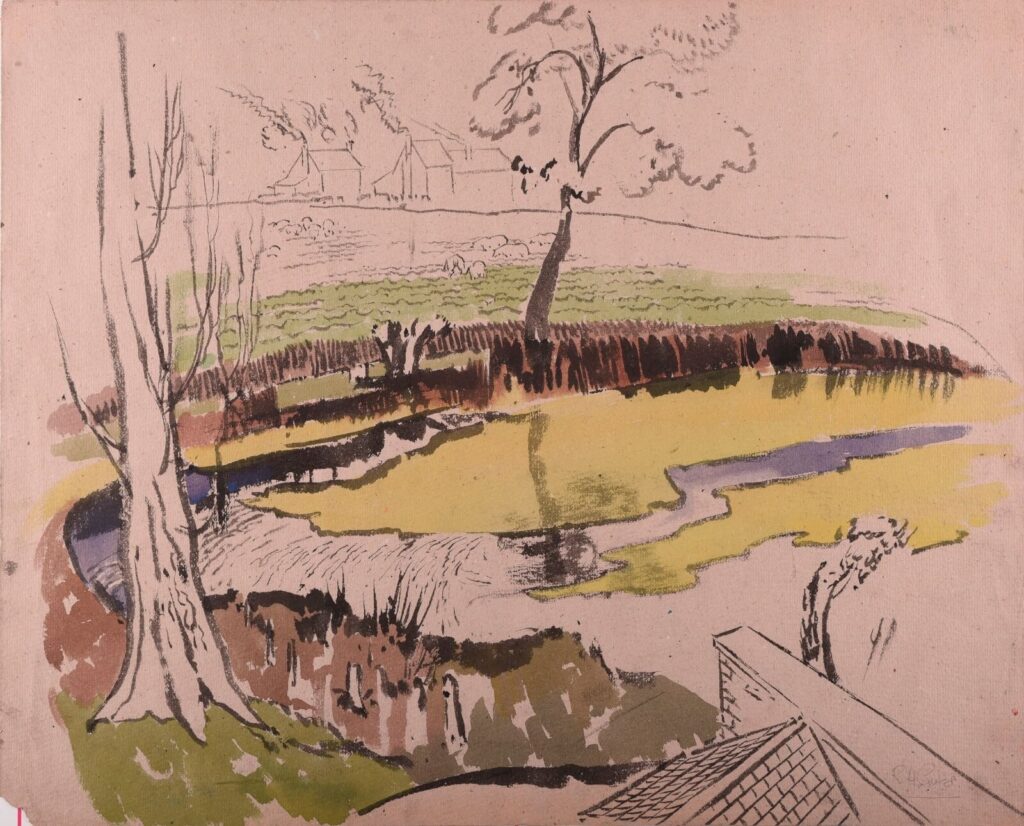 Rudolf Sauter - Winter study: trees alongside a brook