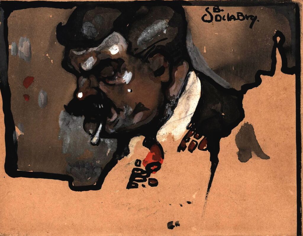 Stephen Baghot de la Bere - Portrait of John Hassall Smoking