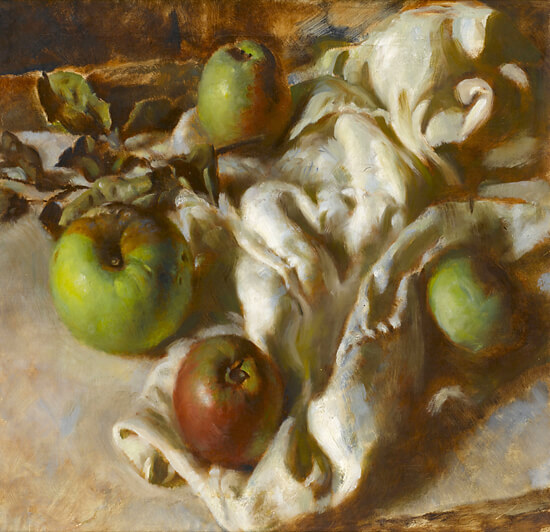 Victor Hume Moody - Still Life with Apples on a White Cloth